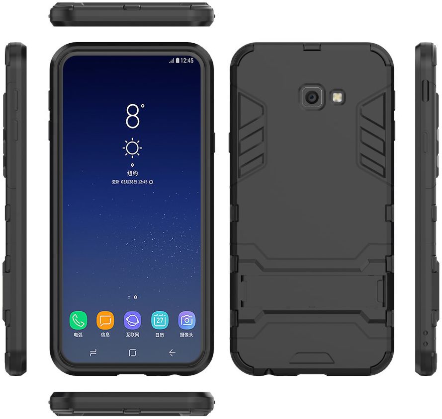 Samsung Galaxy J4 Plus Hyrbride Kickstand Hoesje Zwart afbeelding 7