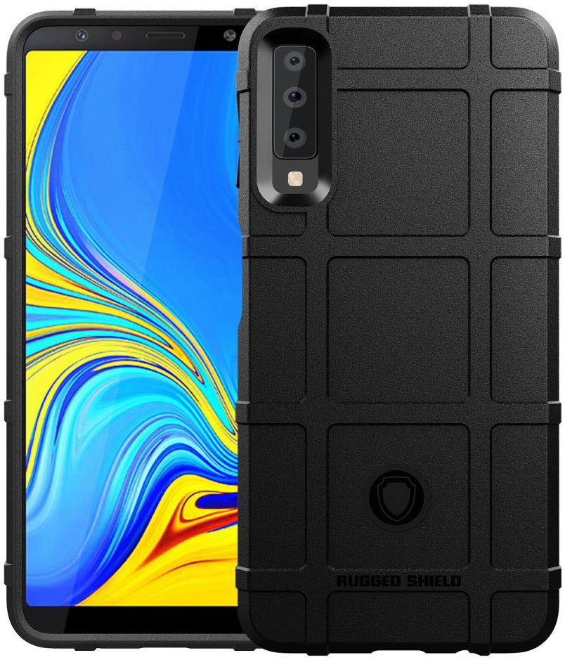 Samsung Galaxy A7 (2018) TPU Hyrbide Hoesje Zwart afbeelding 8