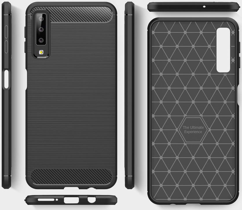 Samsung Galaxy A7 2018 Geborsteld TPU Hoesje Rood afbeelding 7