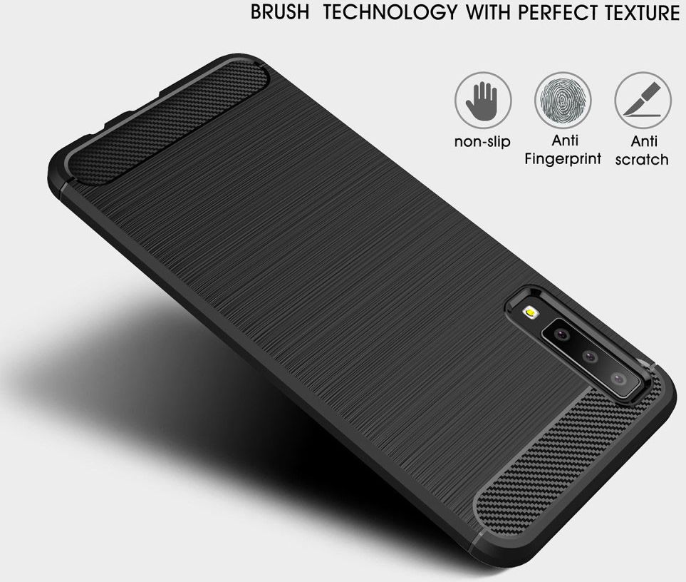 Samsung Galaxy A7 2018 Geborsteld TPU Hoesje Rood afbeelding 9