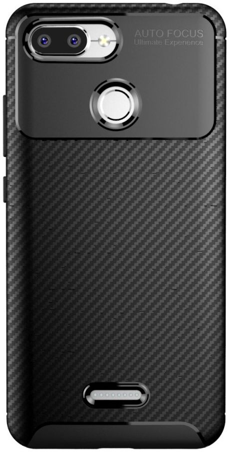 Xiaomi Redmi 6 Siliconen Carbon Hoesje Zwart afbeelding 2