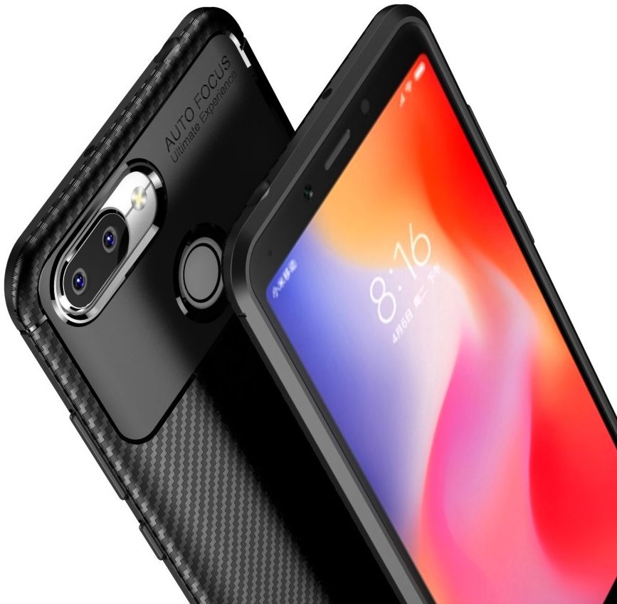 Xiaomi Redmi 6 Siliconen Carbon Hoesje Zwart afbeelding 7