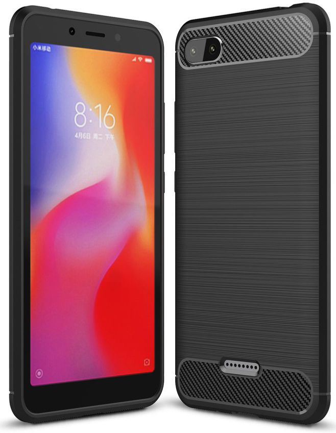 Xiaomi Redmi 6A Geborsteld TPU Hoesje Zwart afbeelding 1
