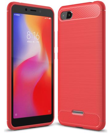Xiaomi Redmi 6A Geborsteld TPU Hoesje Rood Hoesjes