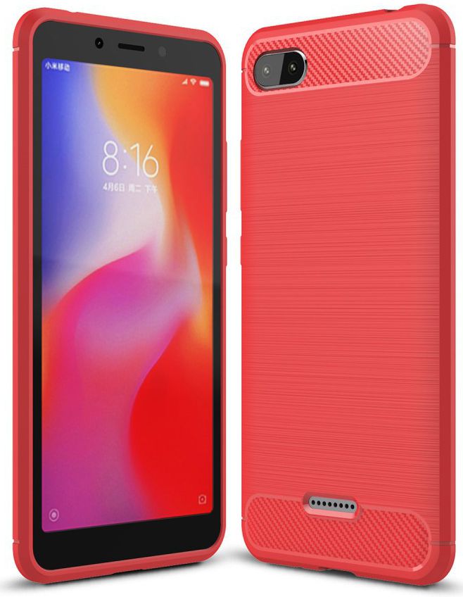 Xiaomi Redmi 6A Geborsteld TPU Hoesje Rood afbeelding 1