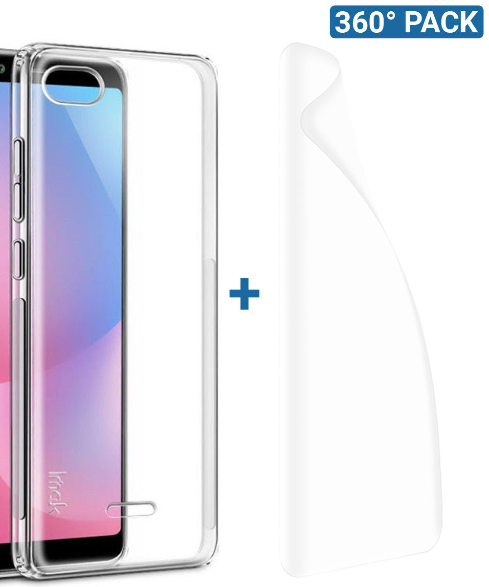 IMAK Xiaomi Redmi 6A Hoesje TPU met Screenprotector Transparant afbeelding 1