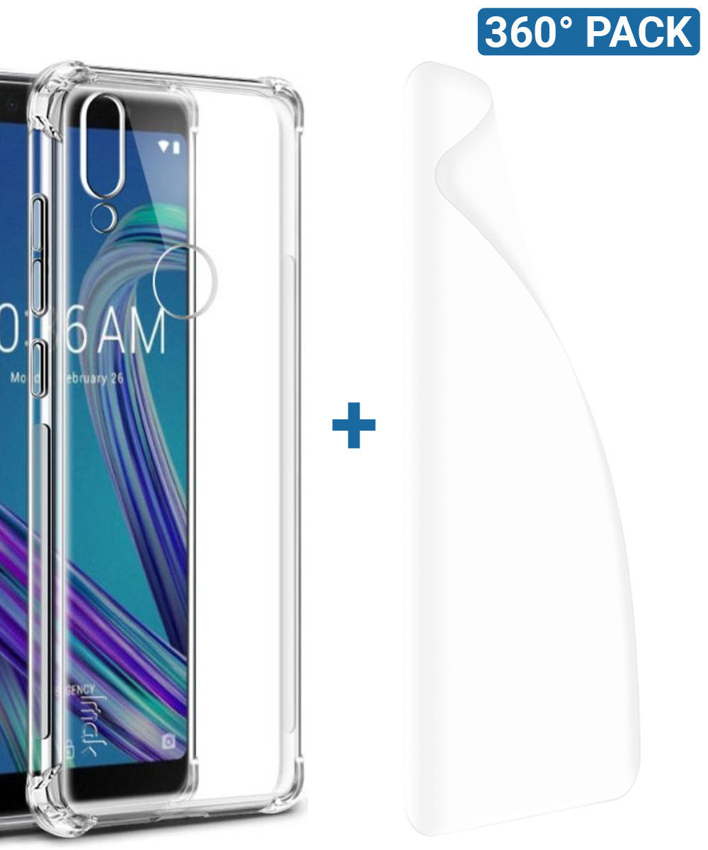 IMAK Asus ZenFone Max Pro M1 Hoesje met Screenprotector Transparant afbeelding 1