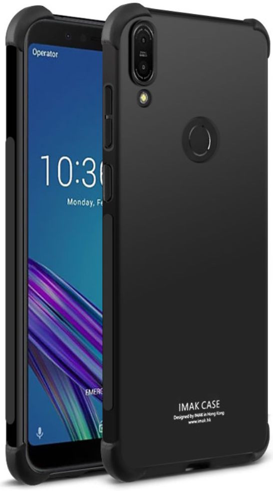 IMAK Asus ZenFone Max Pro M1 Hoesje met Screenprotector Metaal Zwart afbeelding 2