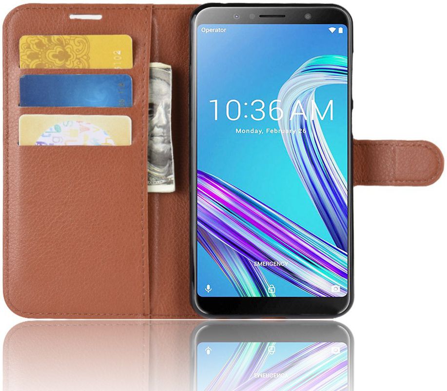Asus Zenfone Max Pro Lederen Portemonnee Hoesje Bruin afbeelding 1