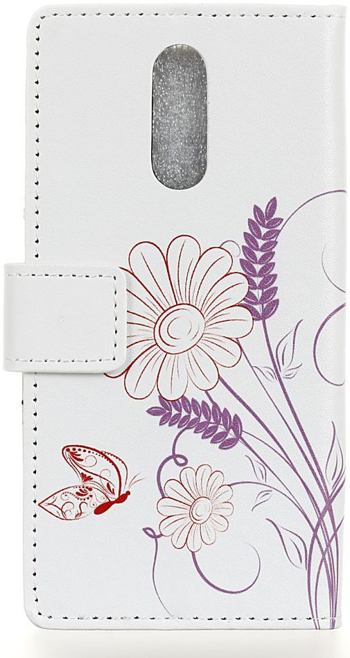 Nokia 7.1 Portemonnee Hoesje met Print Vlinder & Bloem afbeelding 3
