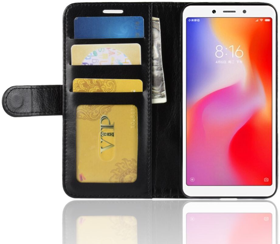Xiaomi Redmi 6A Leren Portemonnee Hoesje Zwart afbeelding 2
