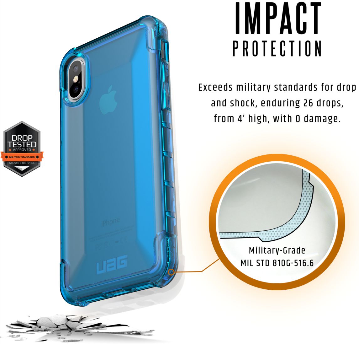 Urban Armor Gear Plyo Hoesje Apple iPhone XS/X Blauw afbeelding 4