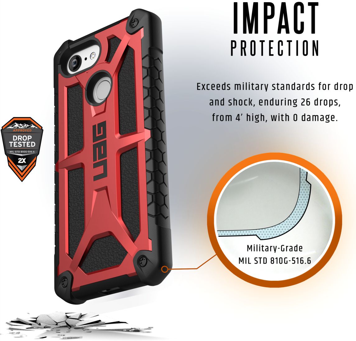 Urban Armor Gear Monarch Hoesje Google Pixel 3 Crimson afbeelding 4