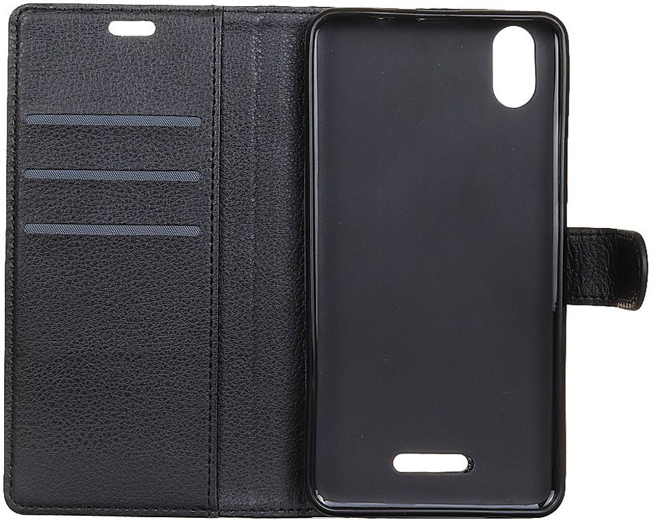 Wiko View 2 Go Kunstlederen Wallet Stand Hoesje Zwart afbeelding 2