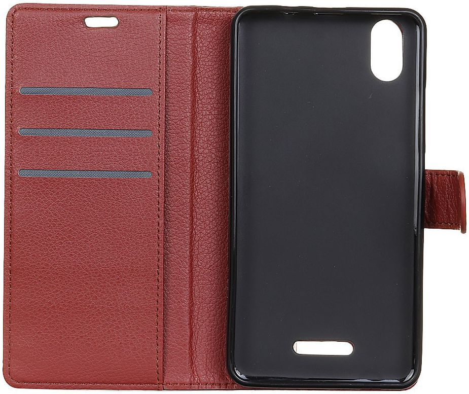 Wiko View 2 Go Kunstlederen Wallet Stand Hoesje Bruin afbeelding 2