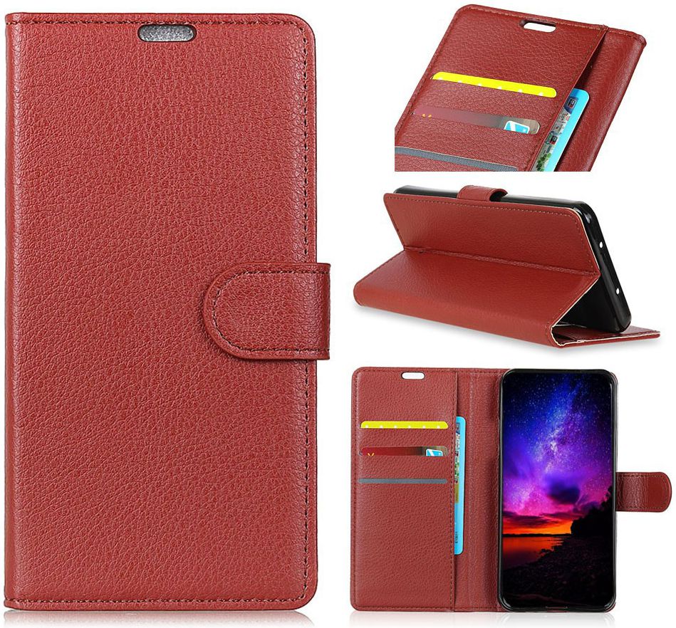 Wiko View 2 Go Kunstlederen Wallet Stand Hoesje Bruin afbeelding 3