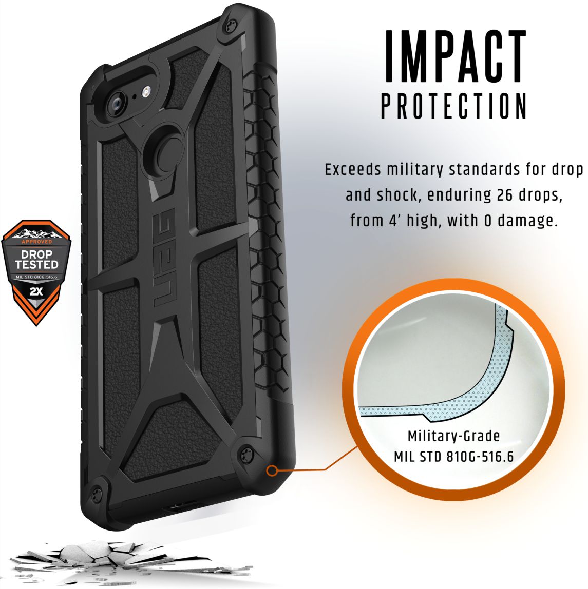 Urban Armor Gear Monarch Hoesje Apple Google Pixel 3 XL Midnight afbeelding 5
