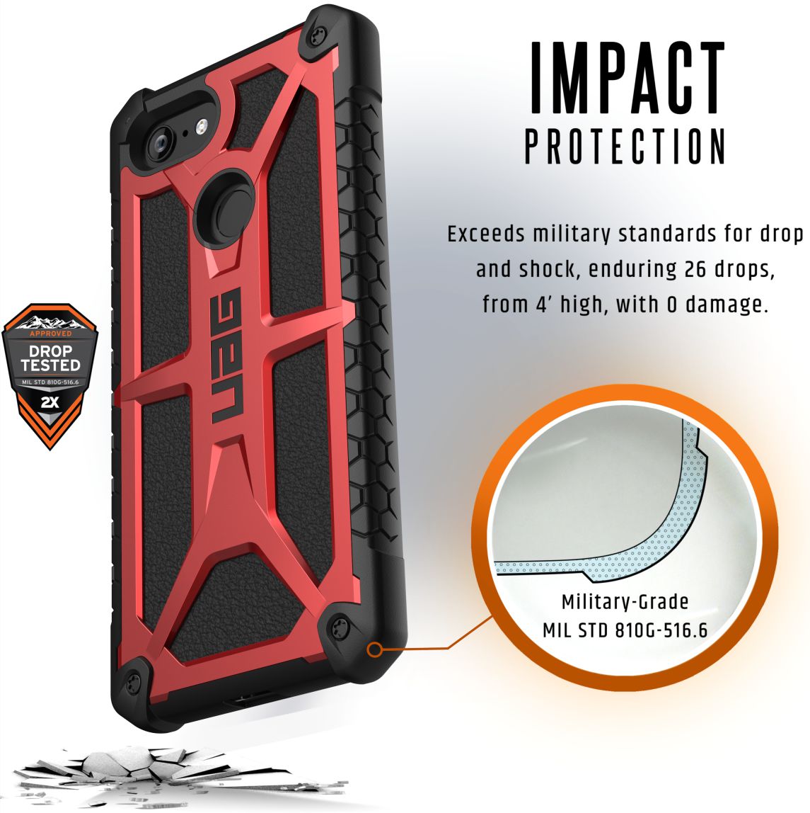 Urban Armor Gear Monarch Hoesje Apple Google Pixel 3 XL Crimson afbeelding 5