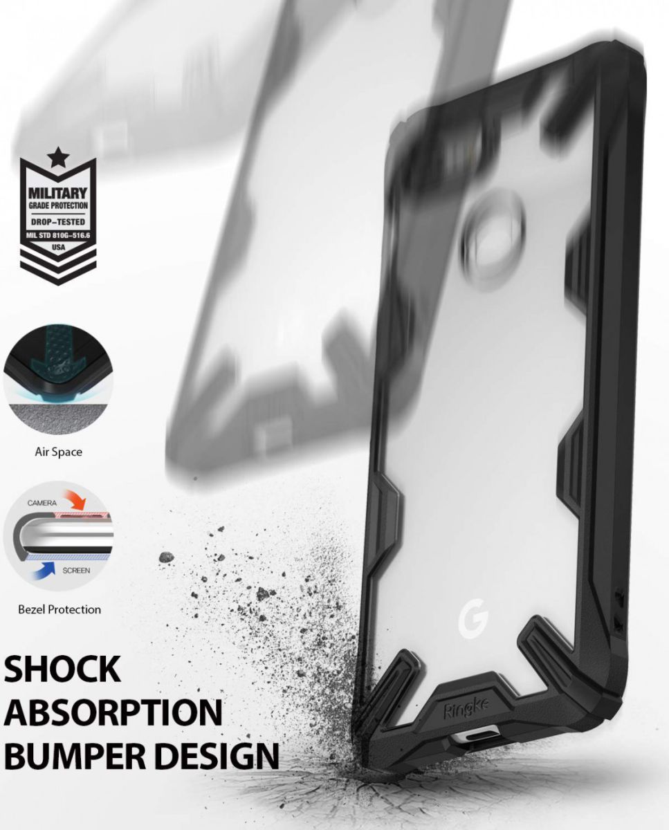 Ringke Fusion X Google Pixel 3 Hoesje Doorzichtig Zwart afbeelding 2