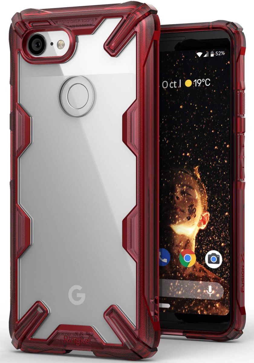 Ringke Fusion X Google Pixel 3 Hoesje Doorzichtig Rood afbeelding 1