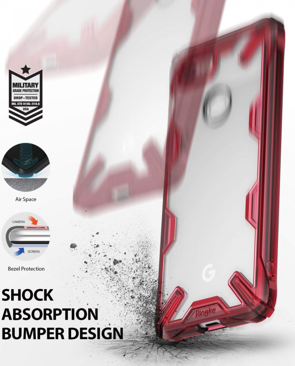 Ringke Fusion X Google Pixel 3 Hoesje Doorzichtig Rood afbeelding 2