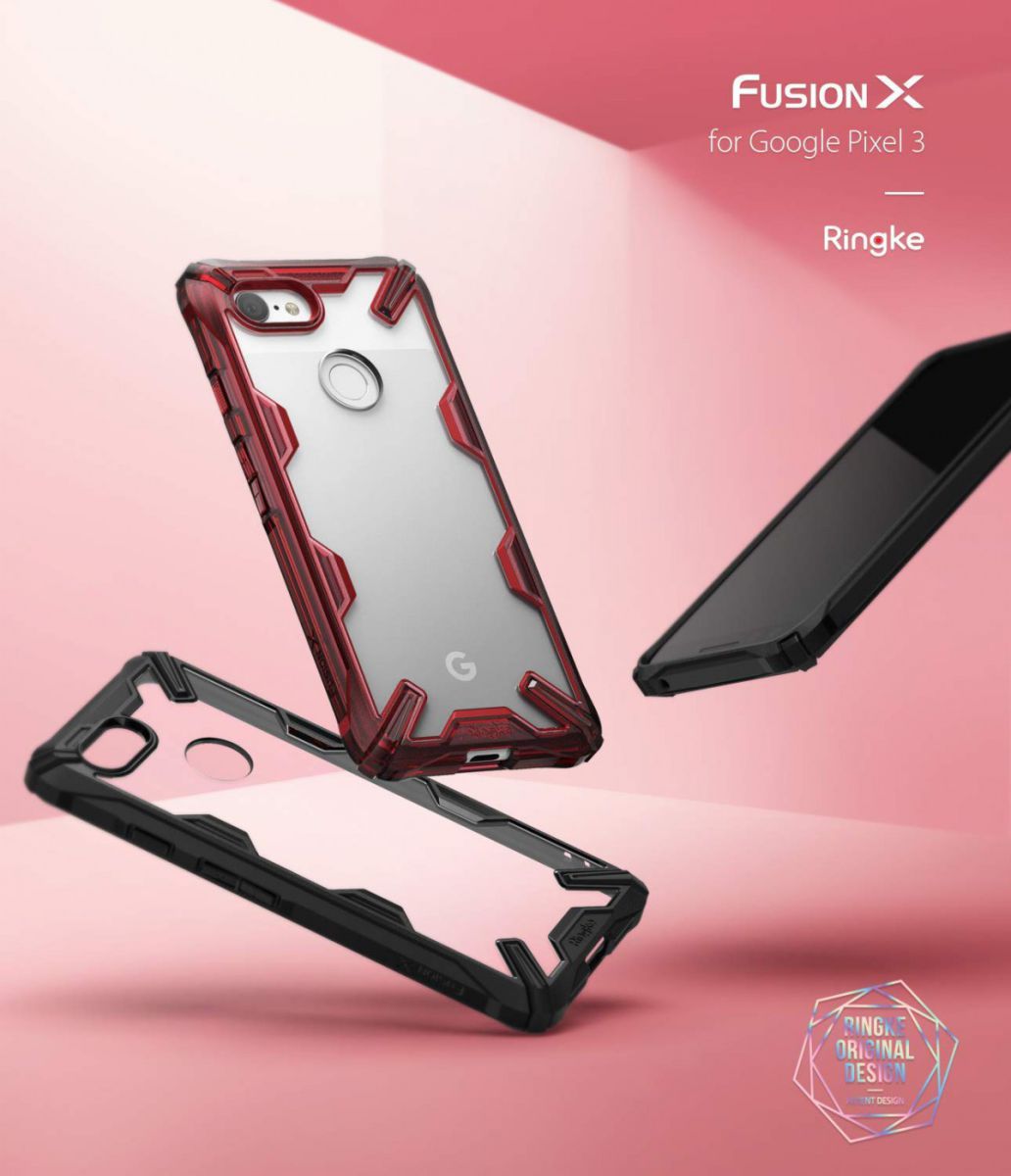 Ringke Fusion X Google Pixel 3 Hoesje Doorzichtig Rood afbeelding 5