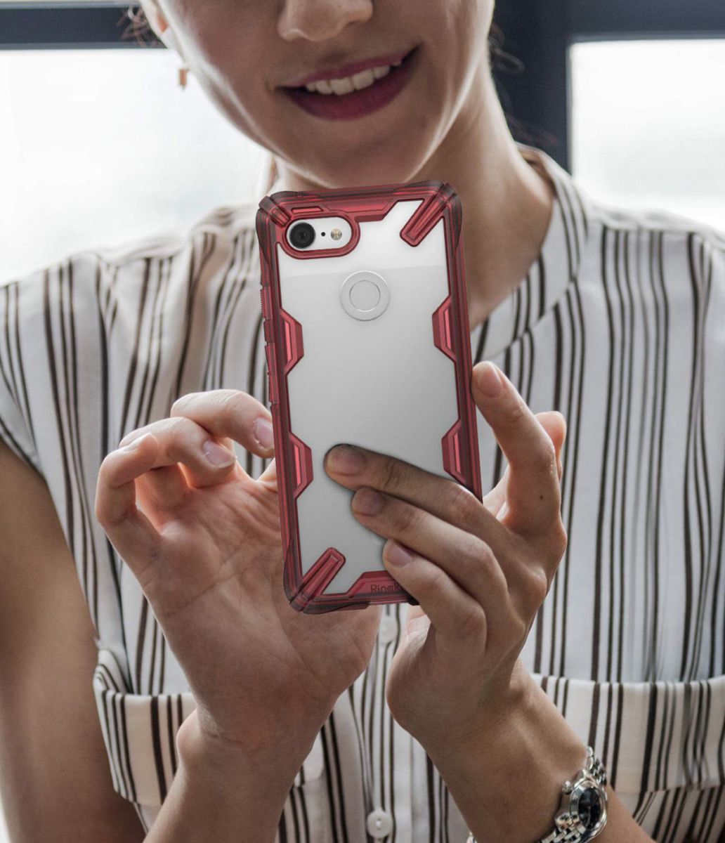Ringke Fusion X Google Pixel 3 Hoesje Doorzichtig Rood afbeelding 6