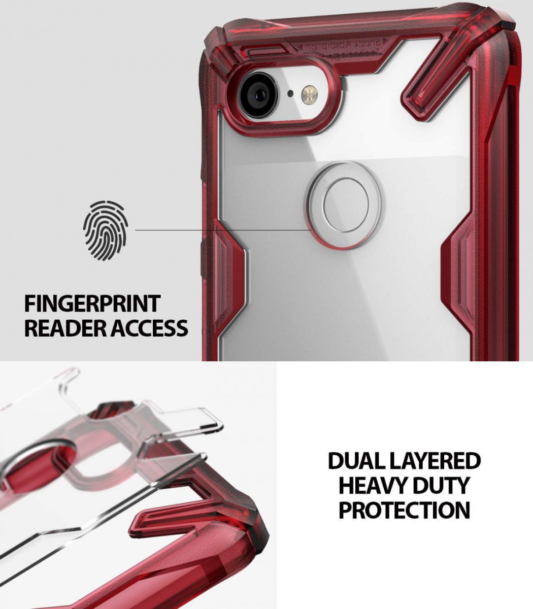 Ringke Fusion X Google Pixel 3 Hoesje Doorzichtig Rood afbeelding 8