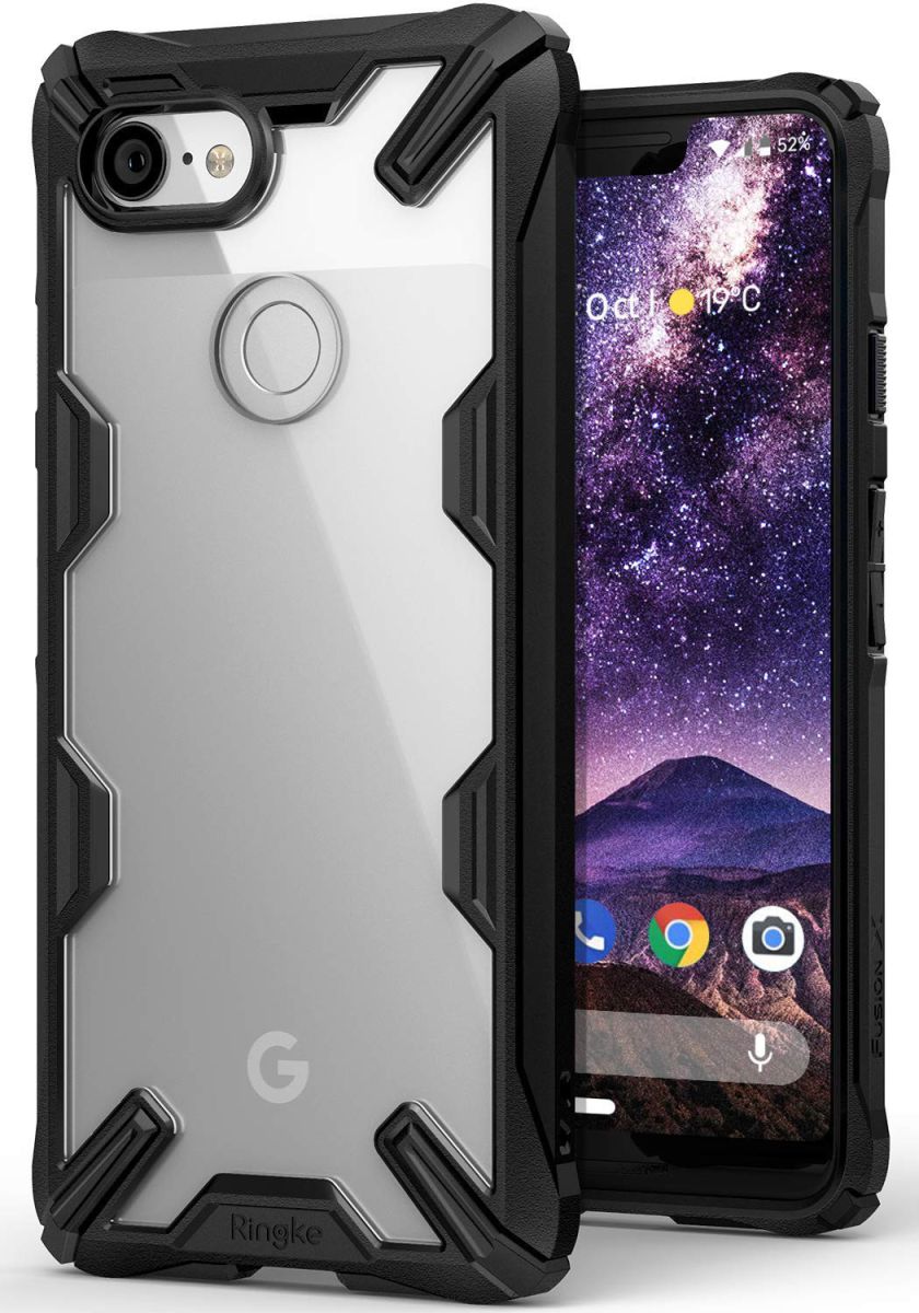 Ringke Fusion X Google Pixel 3 XL Hoesje Doorzichtig Zwart afbeelding 1