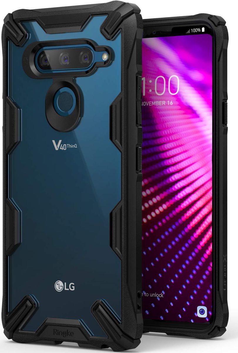 Ringke Fusion X LG V40 ThinQ Hoesje Doorzichtig Zwart afbeelding 1