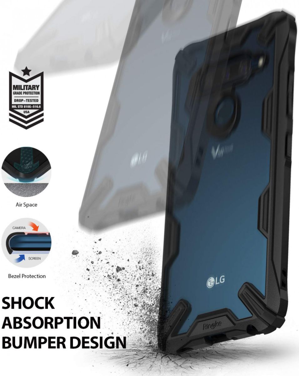 Ringke Fusion X LG V40 ThinQ Hoesje Doorzichtig Zwart afbeelding 2