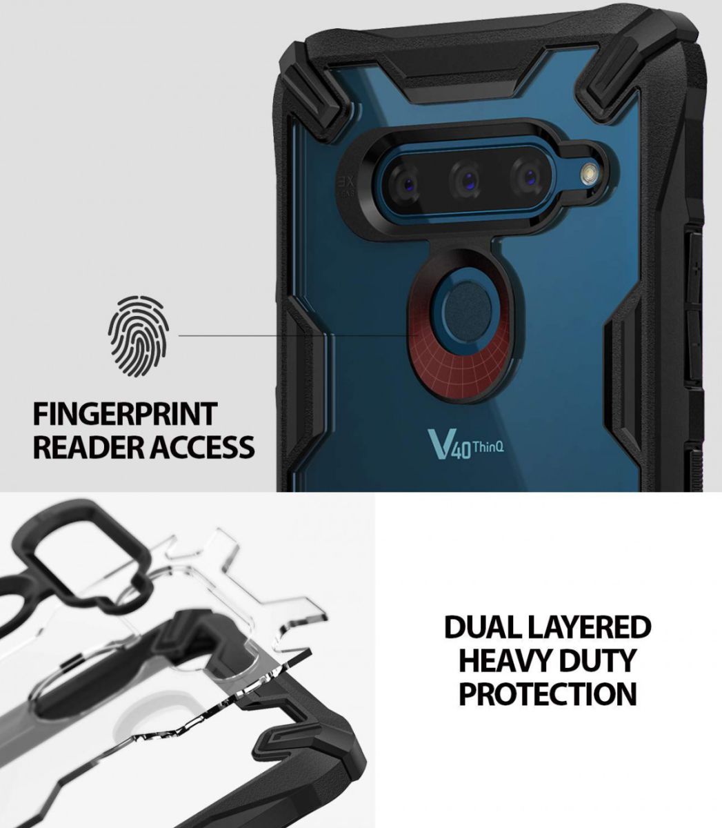 Ringke Fusion X LG V40 ThinQ Hoesje Doorzichtig Zwart afbeelding 6