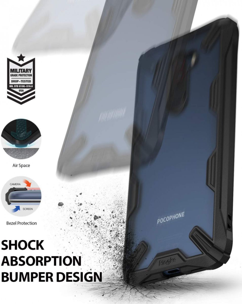 Ringke Fusion X Xiaomi PocoPhone F1 Hoesje Doorzichtig Zwart afbeelding 2