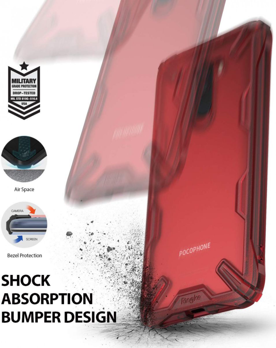 Ringke Fusion X Xiaomi PocoPhone F1 Hoesje Doorzichtig Rood afbeelding 2