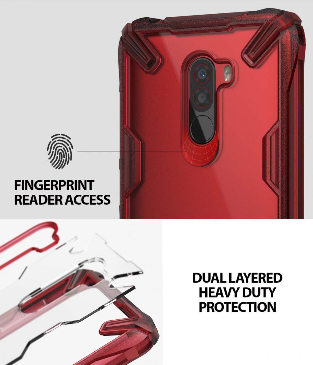 Ringke Fusion X Xiaomi PocoPhone F1 Hoesje Doorzichtig Rood afbeelding 8