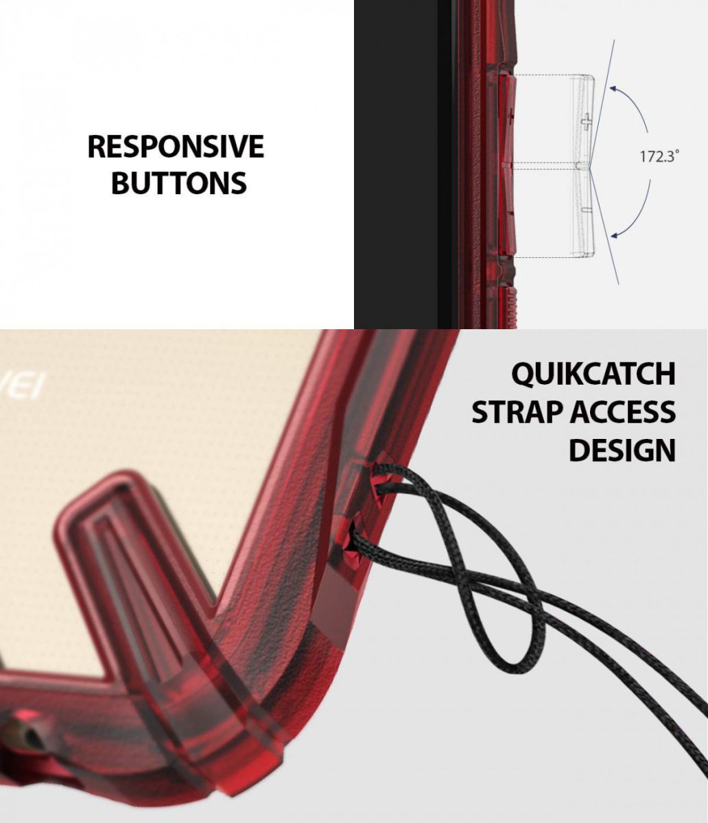 Ringke Fusion X Huawei Mate 20 Lite Hoesje Doorzichtig Rood afbeelding 7