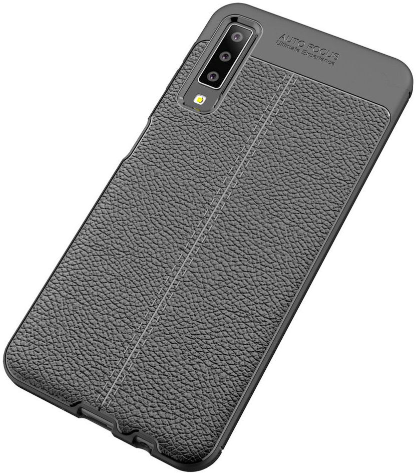 Samsung Galaxy A7 (2018) Hoesje met Kunstleer Coating Zwart afbeelding 2