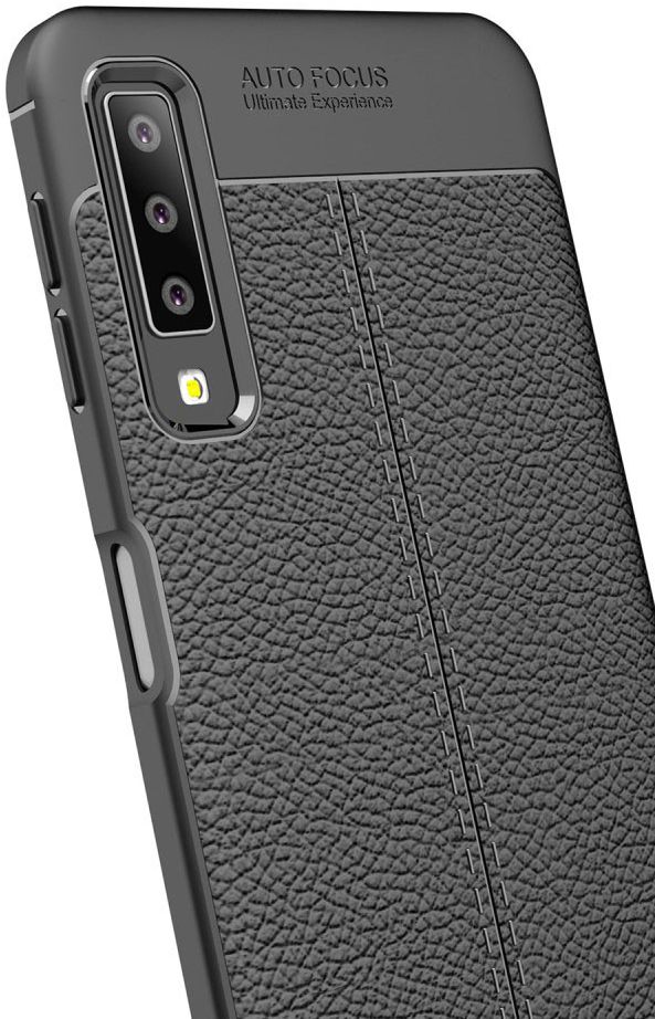 Samsung Galaxy A7 (2018) Hoesje met Kunstleer Coating Zwart afbeelding 4