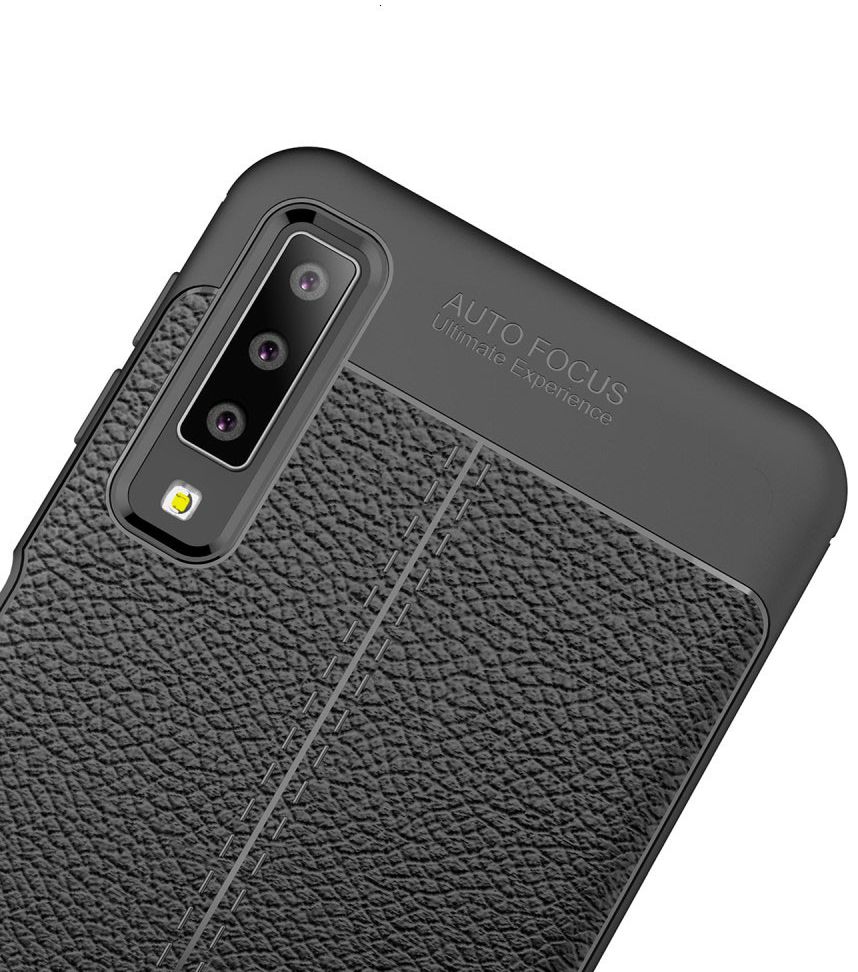Samsung Galaxy A7 (2018) Hoesje met Kunstleer Coating Zwart afbeelding 6