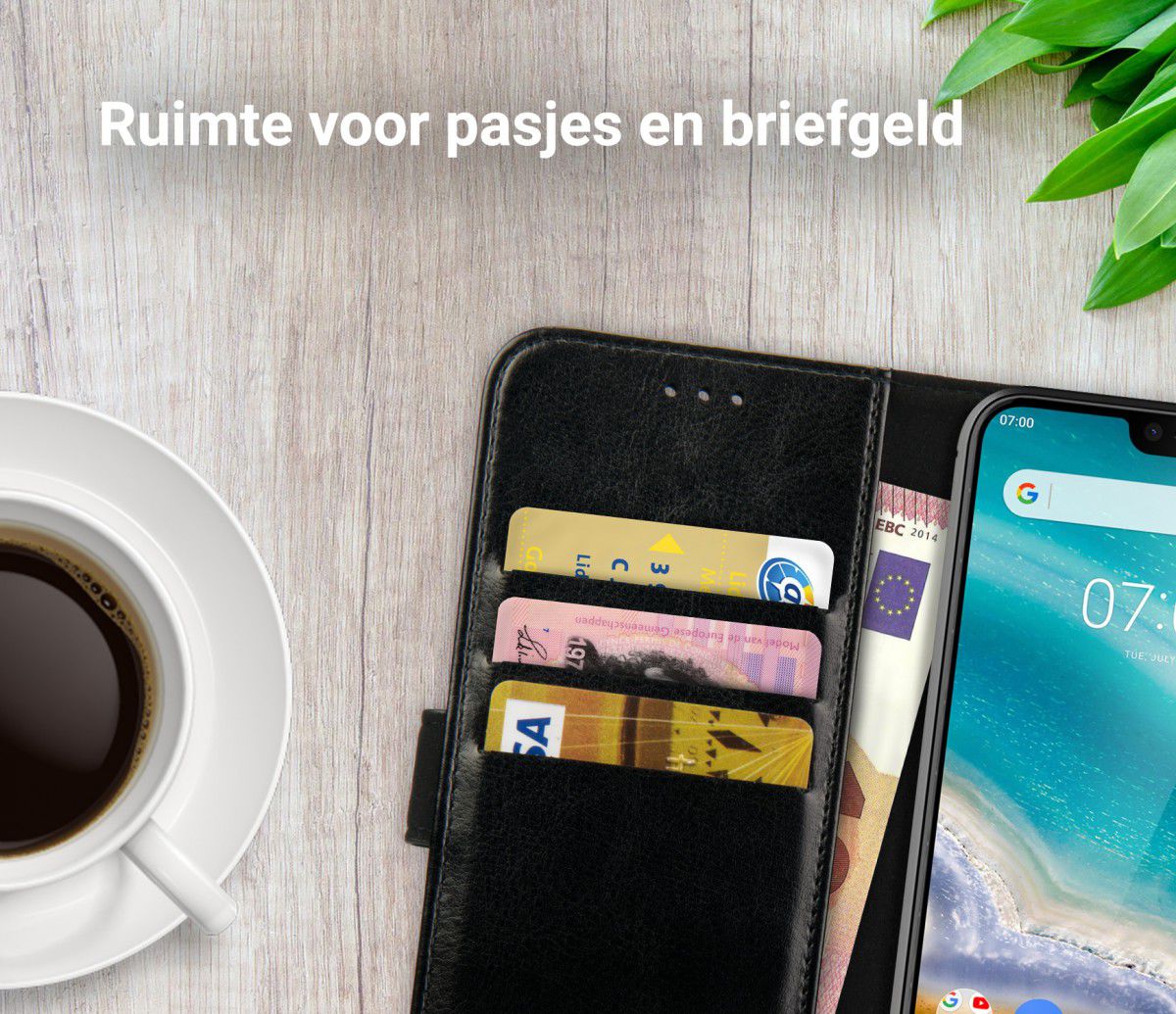 Rosso Element Nokia 7.1 Hoesje Book Cover Zwart afbeelding 9