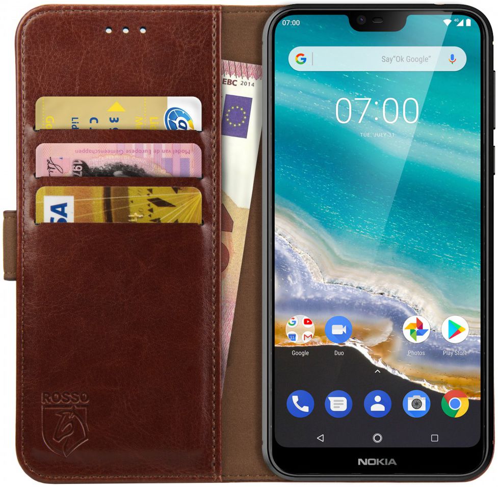 Rosso Element Nokia 7.1 Hoesje Book Cover Bruin afbeelding 1
