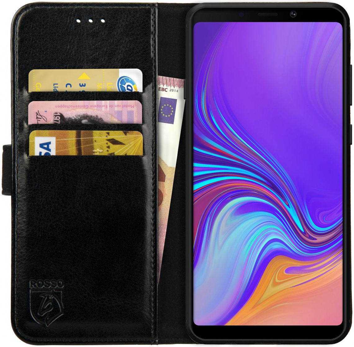 Rosso Element Samsung Galaxy A9 (2018) Hoesje Book Cover Zwart afbeelding 1