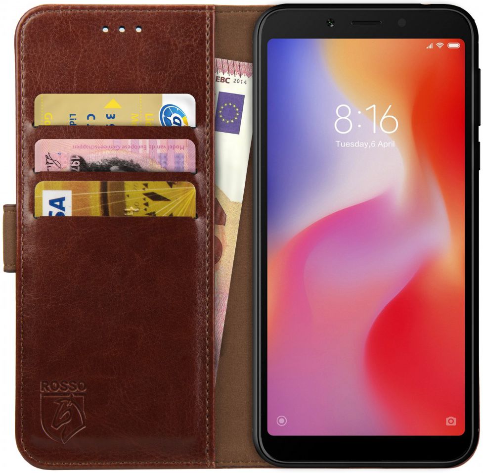 Rosso Element Xiaomi Redmi 6 Hoesje Book Cover Bruin afbeelding 1