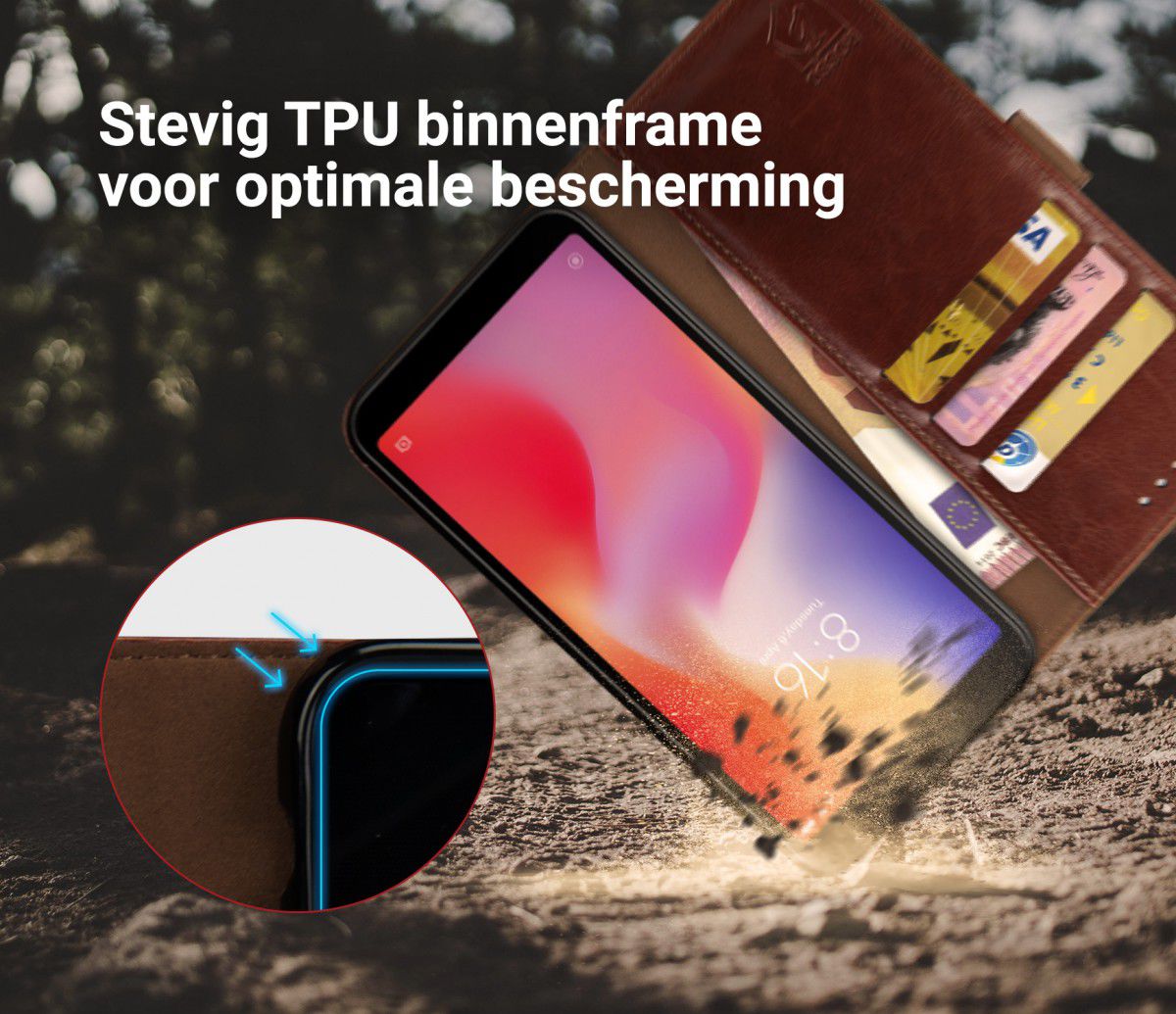 Rosso Element Xiaomi Redmi 6 Hoesje Book Cover Bruin afbeelding 6