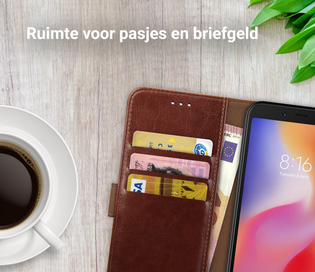 Rosso Element Xiaomi Redmi 6 Hoesje Book Cover Bruin afbeelding 9