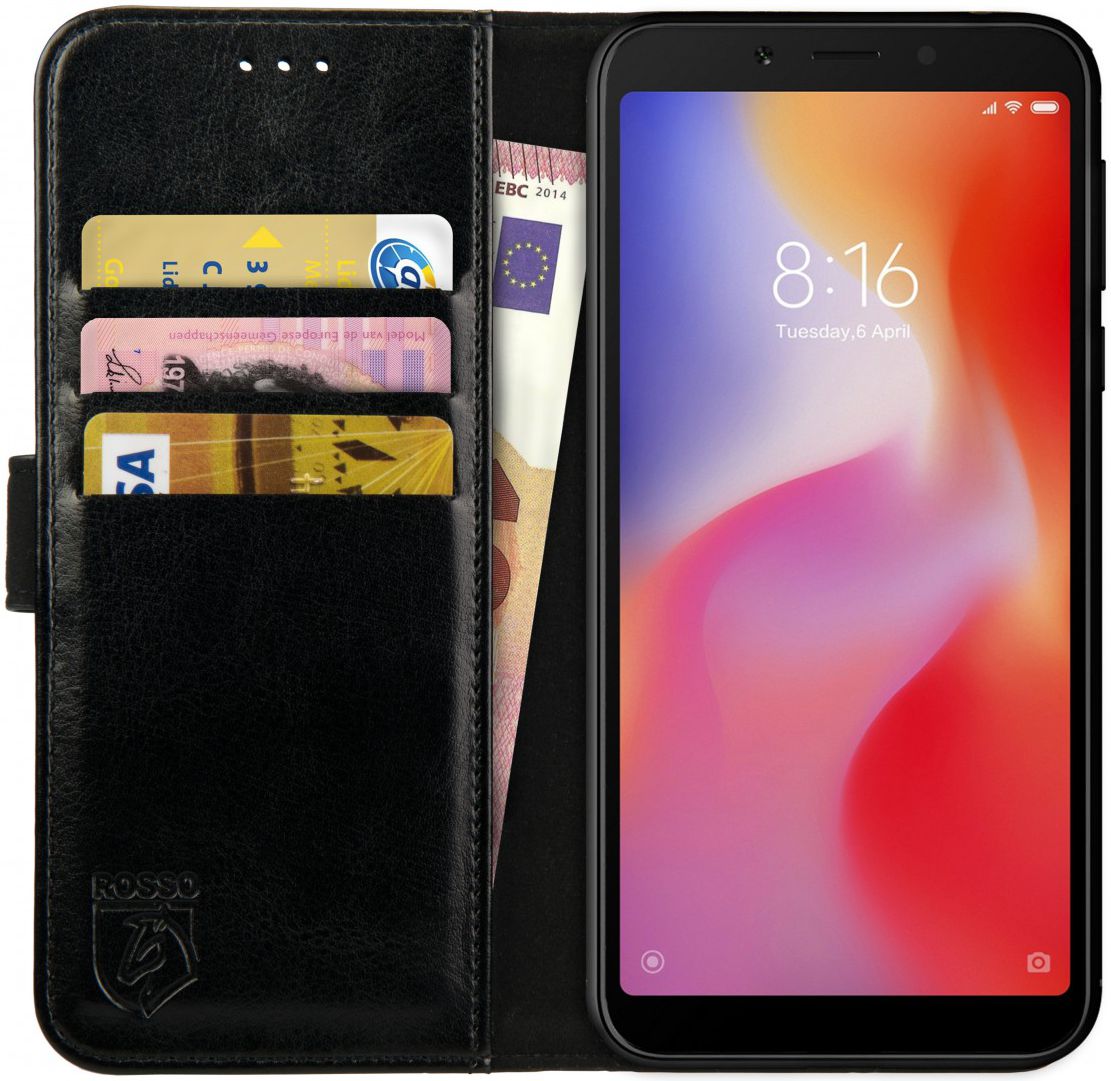 Rosso Element Xiaomi Redmi 6A Hoesje Book Cover Zwart afbeelding 1