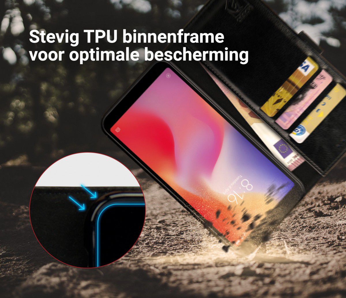 Rosso Element Xiaomi Redmi 6A Hoesje Book Cover Zwart afbeelding 5