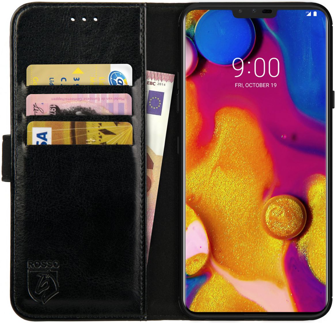 Rosso Element LG V40 ThinQ Hoesje Book Cover Zwart afbeelding 1