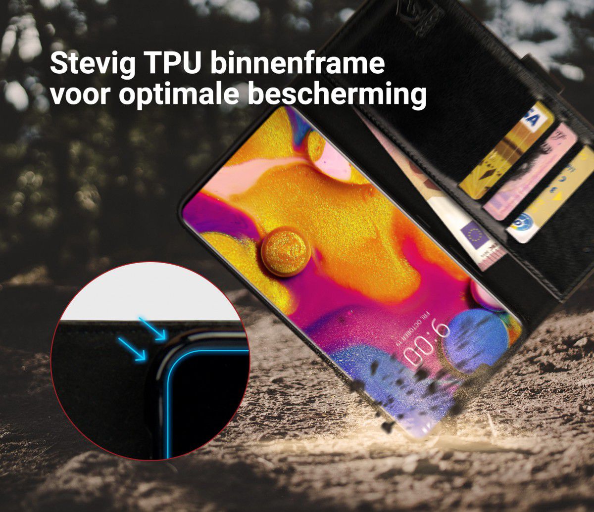 Rosso Element LG V40 ThinQ Hoesje Book Cover Zwart afbeelding 6