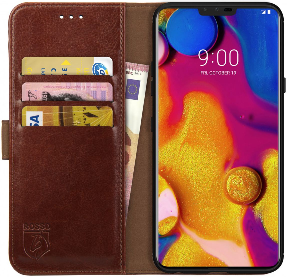 Rosso Element LG V40 ThinQ Hoesje Book Cover Bruin afbeelding 1